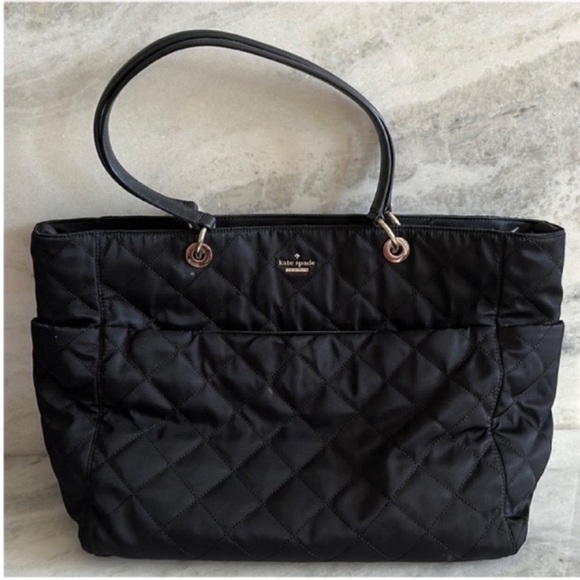 Kate spade black quilted diaper bag - Picture 1 of 16